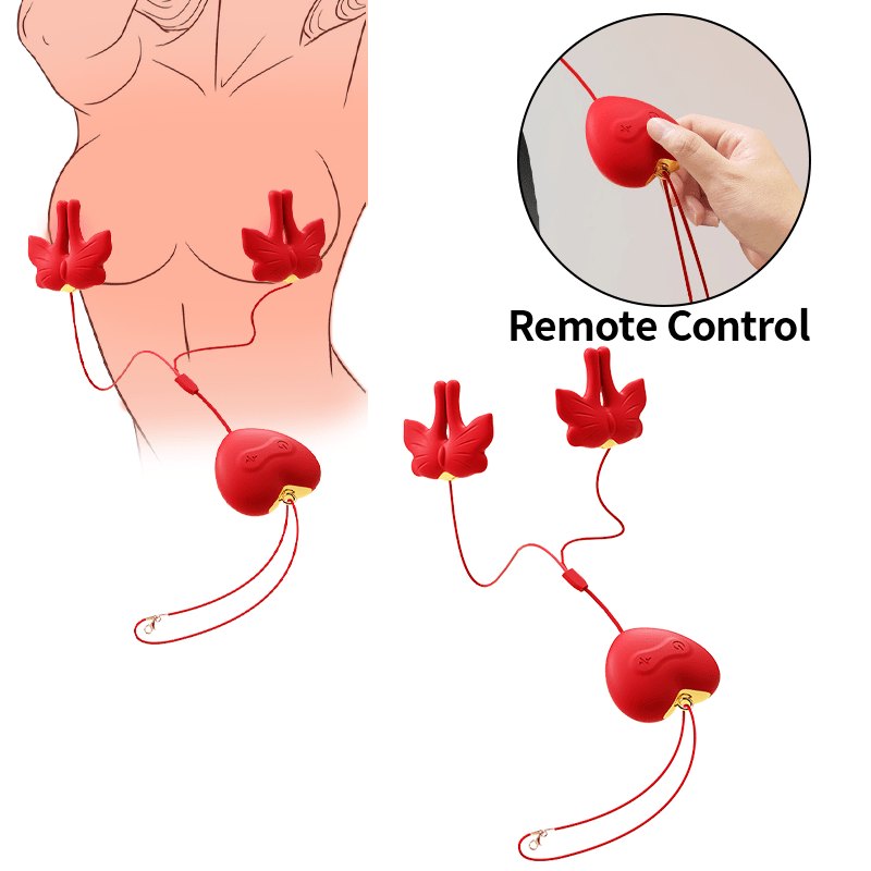 Neck-Hanging Vibrating Nipple Clamps - Wearable Nipple Toys