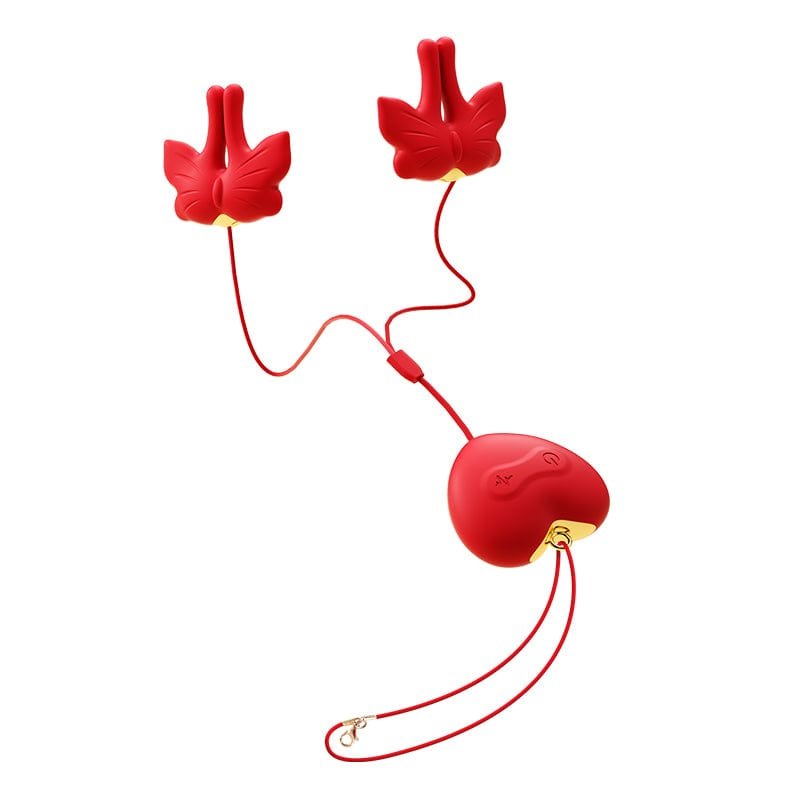 Neck-Hanging Vibrating Nipple Clamps - Wearable Nipple Toys