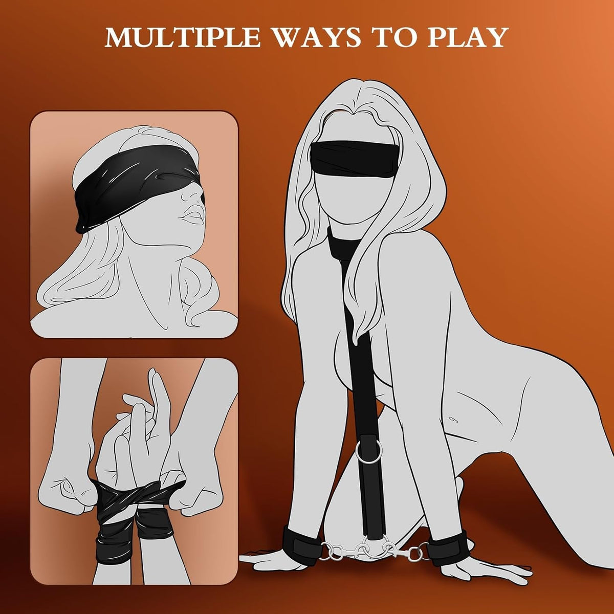 Neck to Wrist Collar Restraint Kit - Adjustable BDSM Restraints
