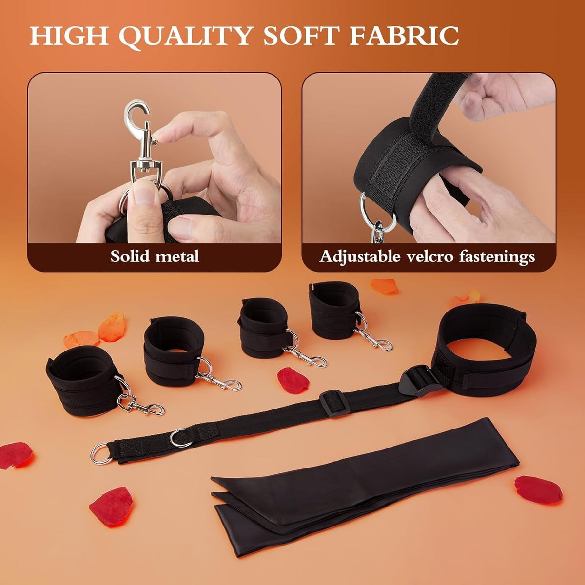 Neck to Wrist Collar Restraint Kit - Adjustable BDSM Restraints