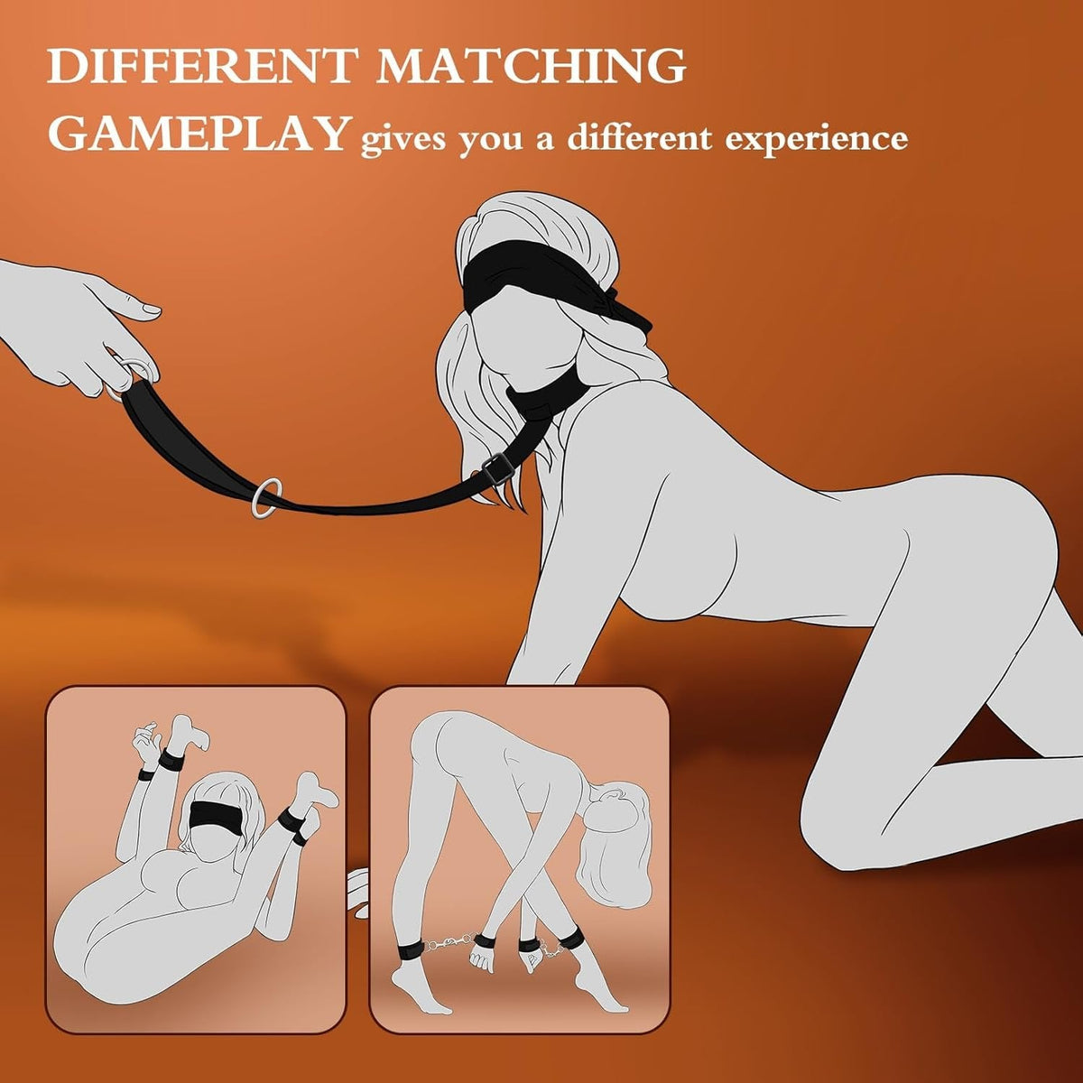Neck to Wrist Collar Restraint Kit - Adjustable BDSM Restraints