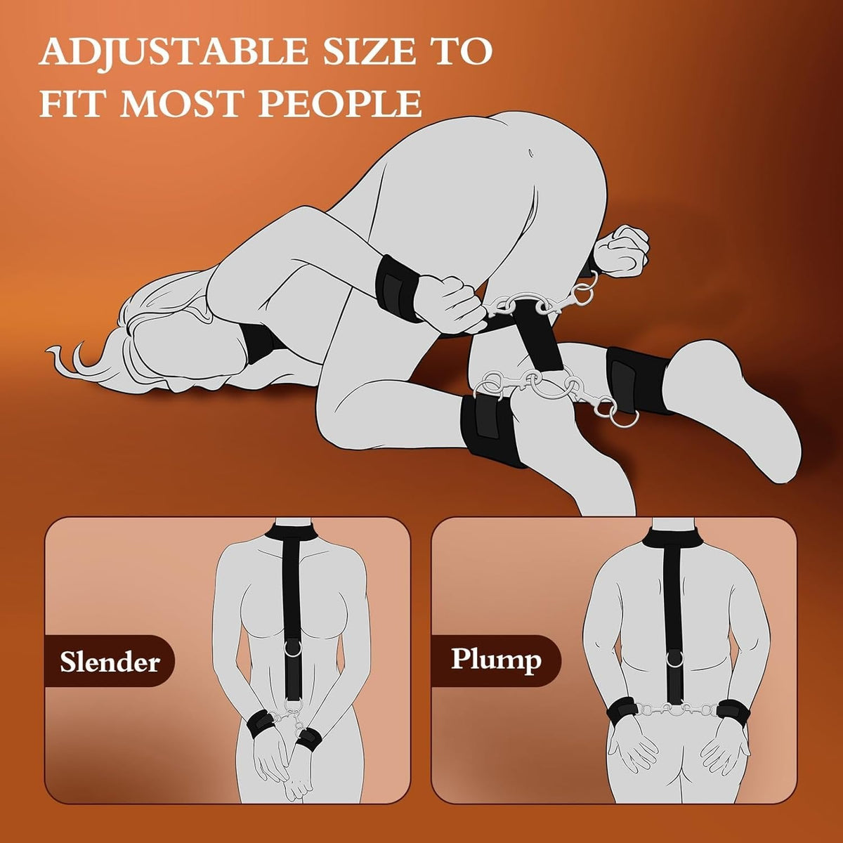 Neck to Wrist Collar Restraint Kit - Adjustable BDSM Restraints