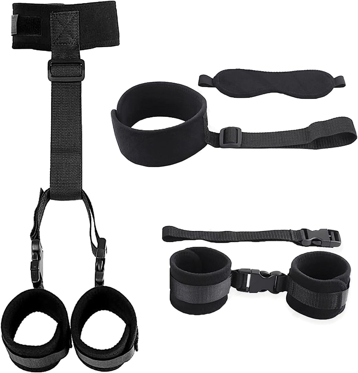 Neck to Wrist Cuffs with Blindfold - bdsm backcuffs restraint set