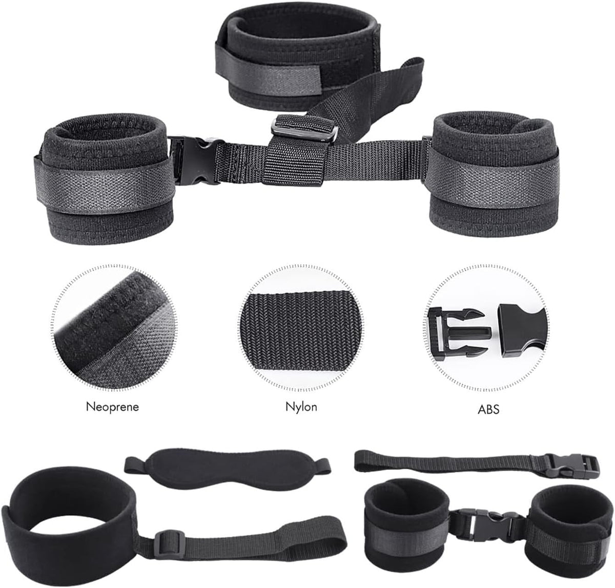 Neck to Wrist Cuffs with Blindfold - bdsm backcuffs restraint set