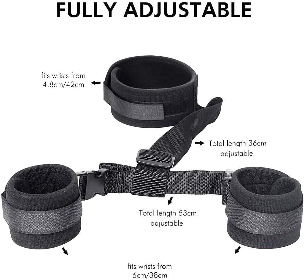 Neck to Wrist Cuffs with Blindfold - bdsm backcuffs restraint set