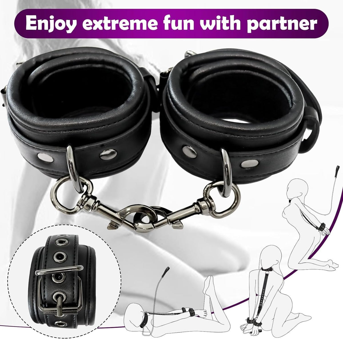 Neck to Wrist Restraint Kit with Chain - Sex Restraints Kit