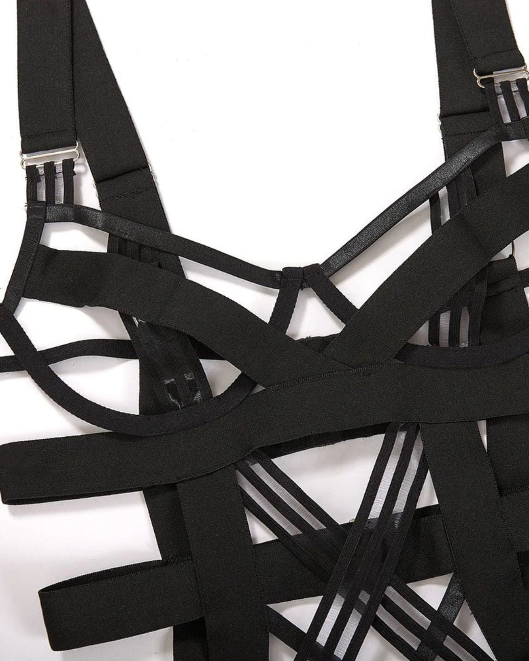Noelle Crotchless Bodysuit - Harness Bodysuit With Garters