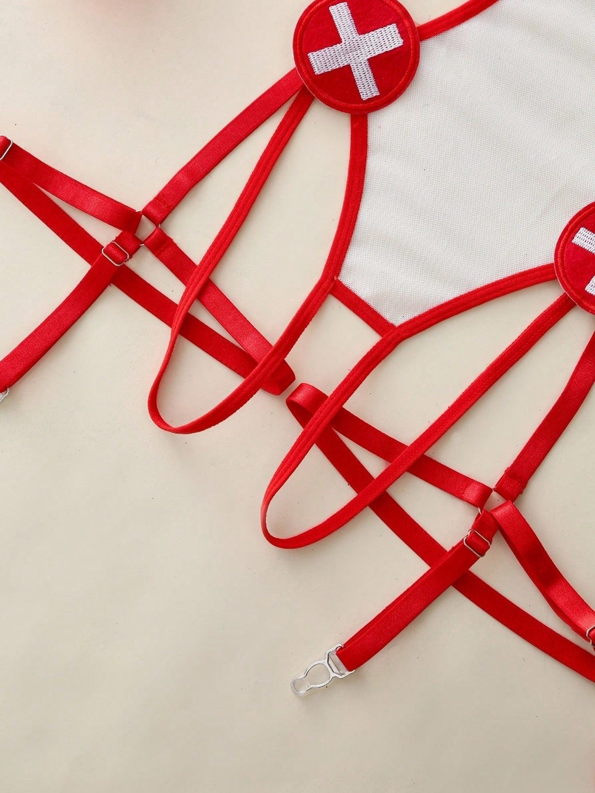 Nurse Roleplay Teddy Garter Set - Lingerie Costume for Women