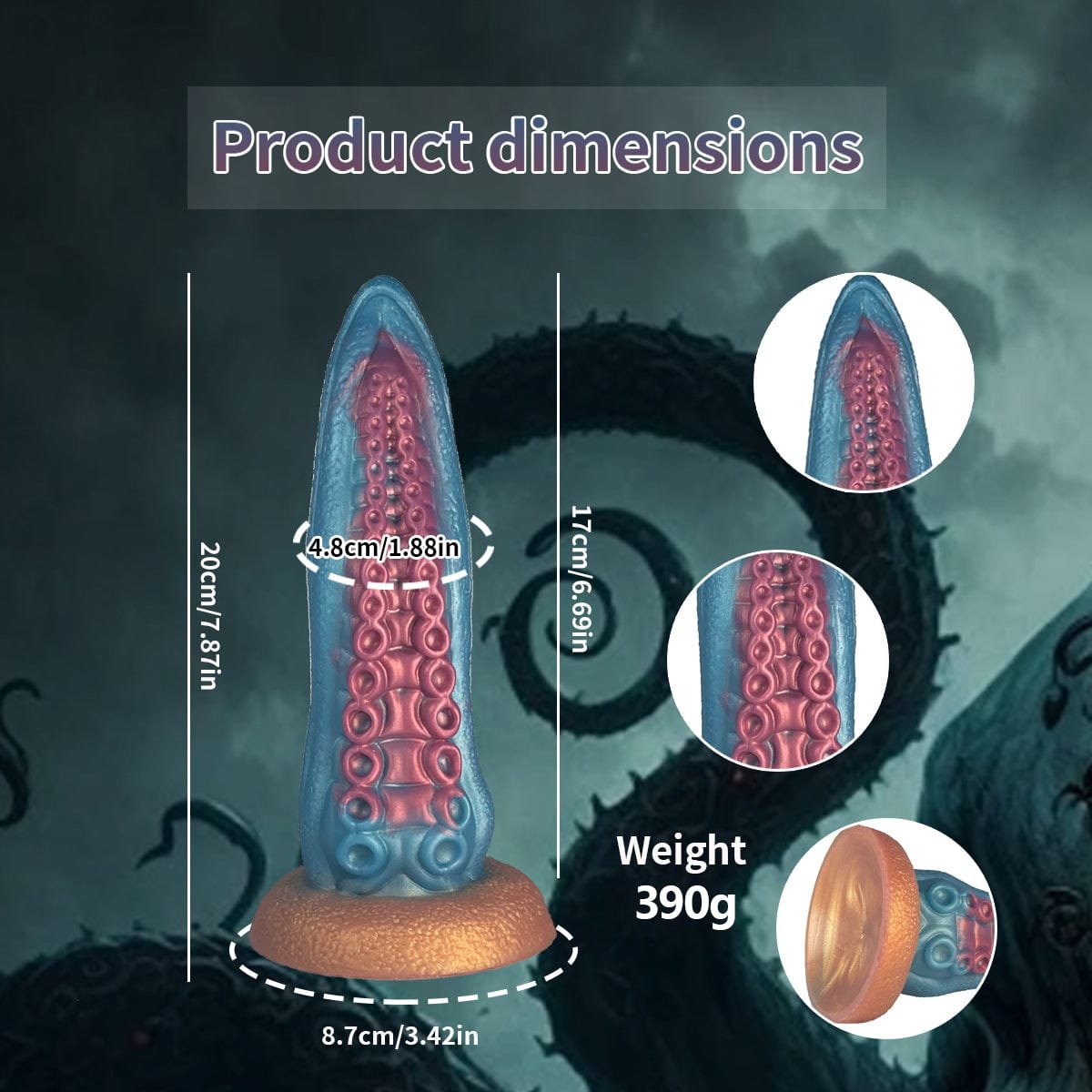 Ocean Blue Tentacle Fantasy Dildo - Suction Cup Fantasy Dildo