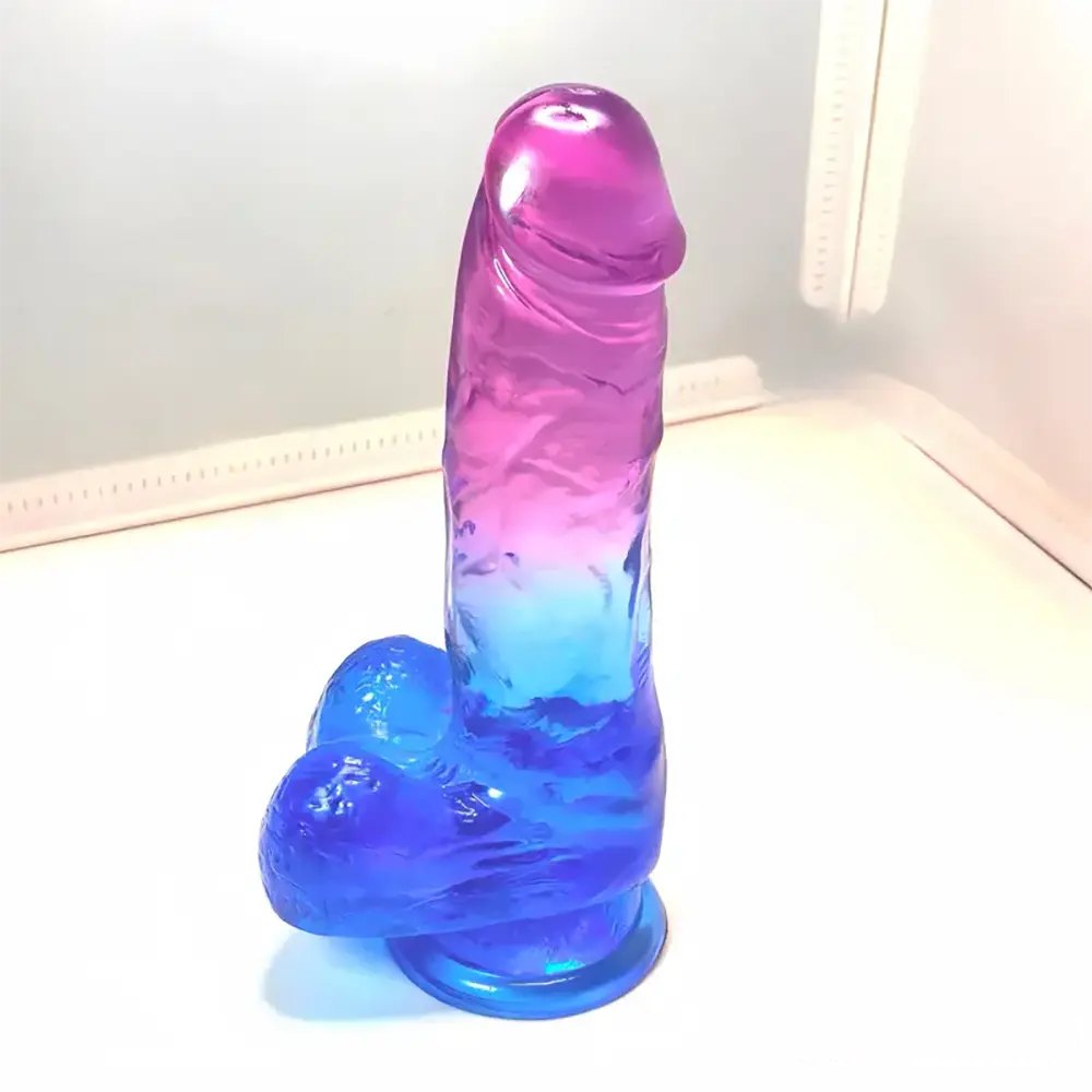 Ombre Pink Blue Dildo Suction Base - Realistic TPE Dildo