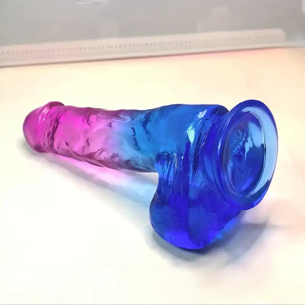 Ombre Pink Blue Dildo Suction Base - Realistic TPE Dildo