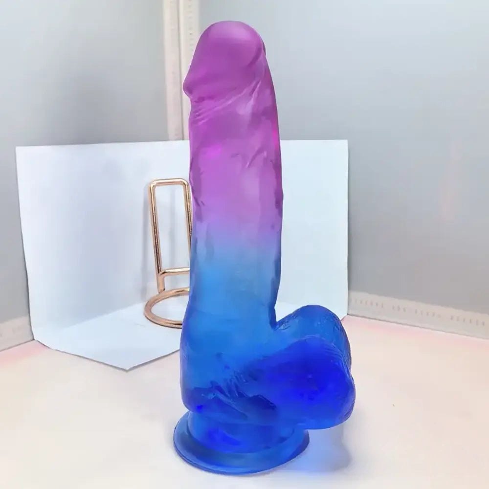 Ombre Pink Blue Dildo Suction Base - Realistic TPE Dildo