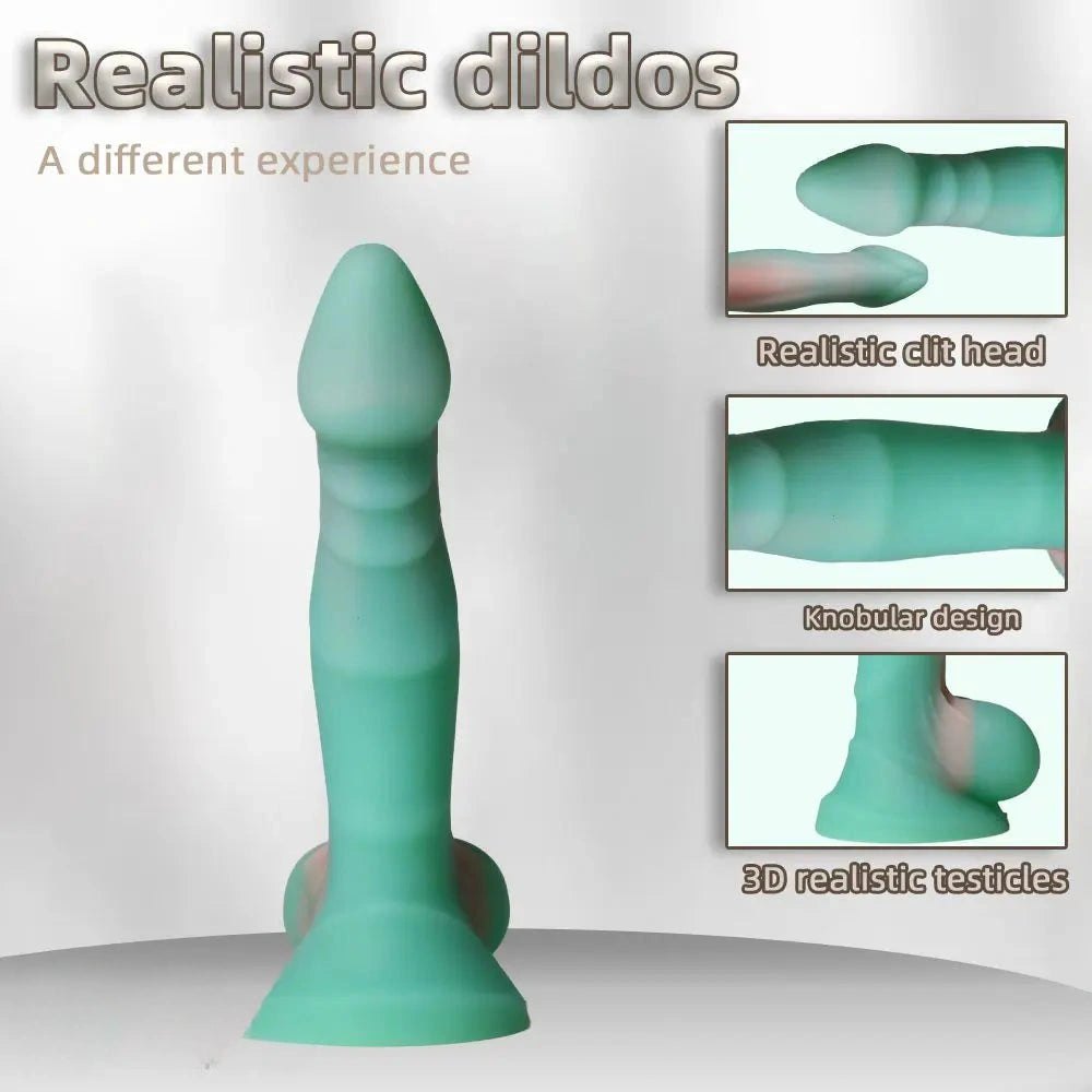 Ombre Ribbed Silicone Dildo - Realistic Silicone Big Dildo