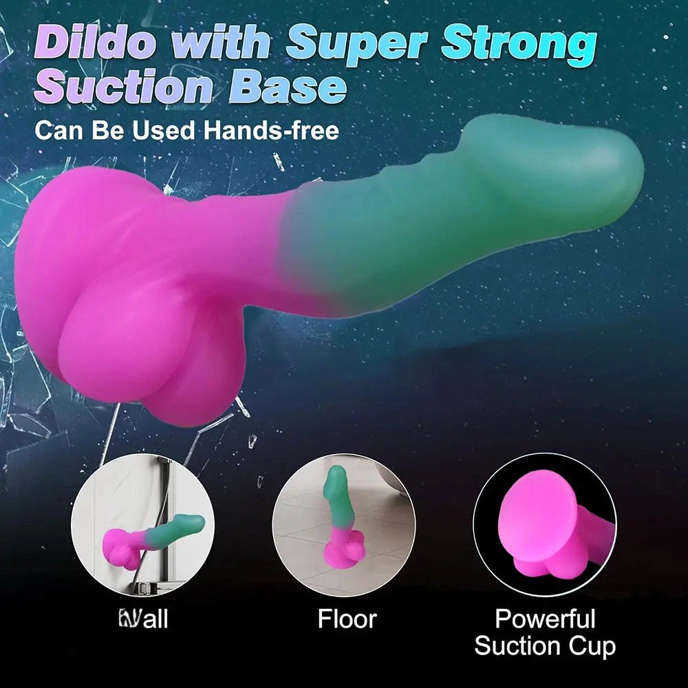 Ombre Ribbed Silicone Dildo - Realistic Silicone Big Dildo