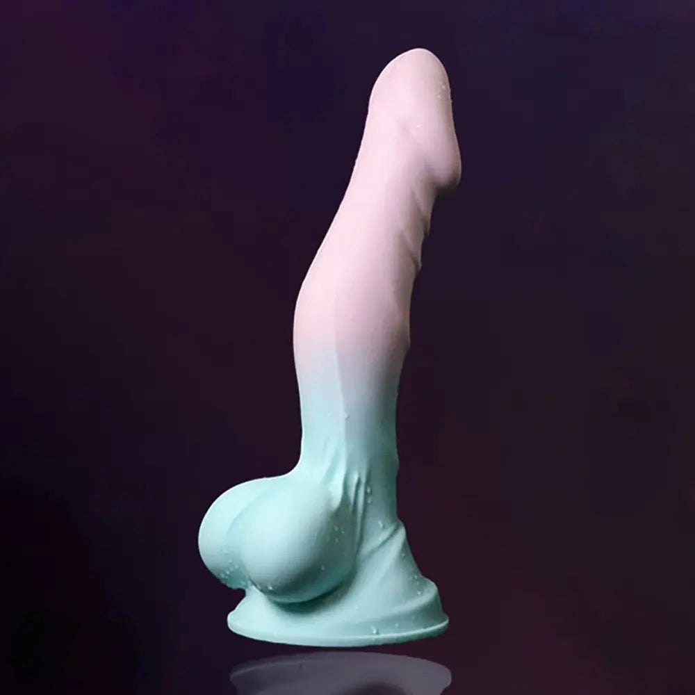 Ombre Ribbed Silicone Dildo - Realistic Silicone Big Dildo
