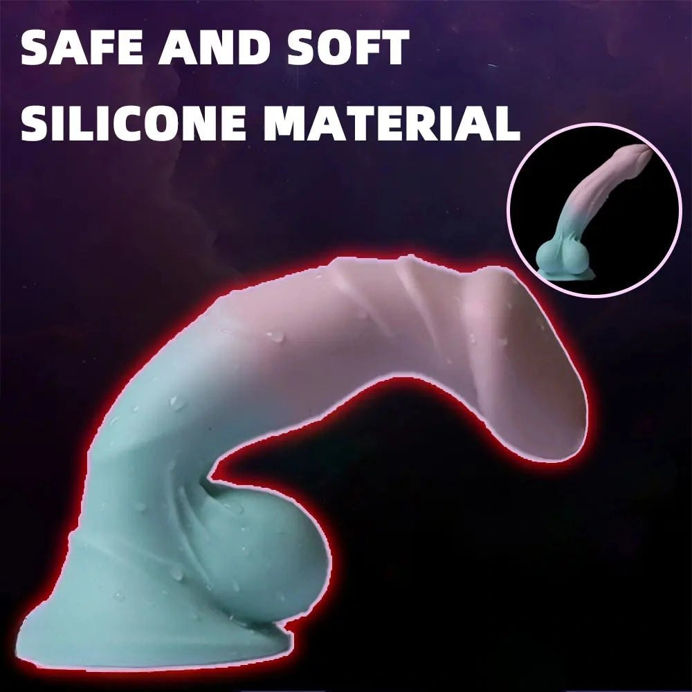 Ombre Ribbed Silicone Dildo - Realistic Silicone Big Dildo