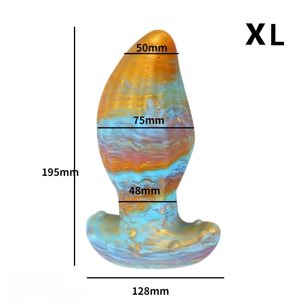 Ombre Ridged Plug Dildo - Fantasy Silicone Dildo, 5 Sizes