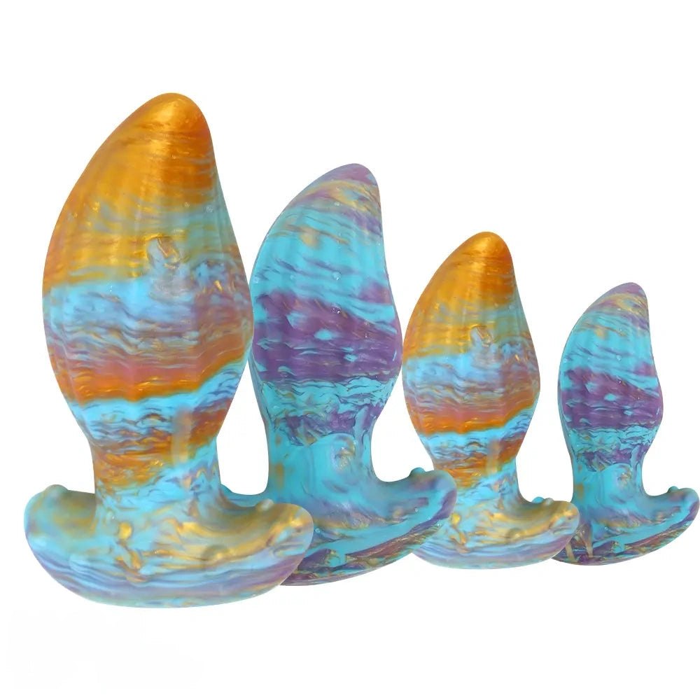 Ombre Ridged Plug Dildo - Fantasy Silicone Dildo, 5 Sizes