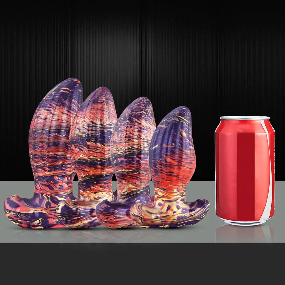 Ombre Ridged Plug Dildo - Fantasy Silicone Dildo, 5 Sizes