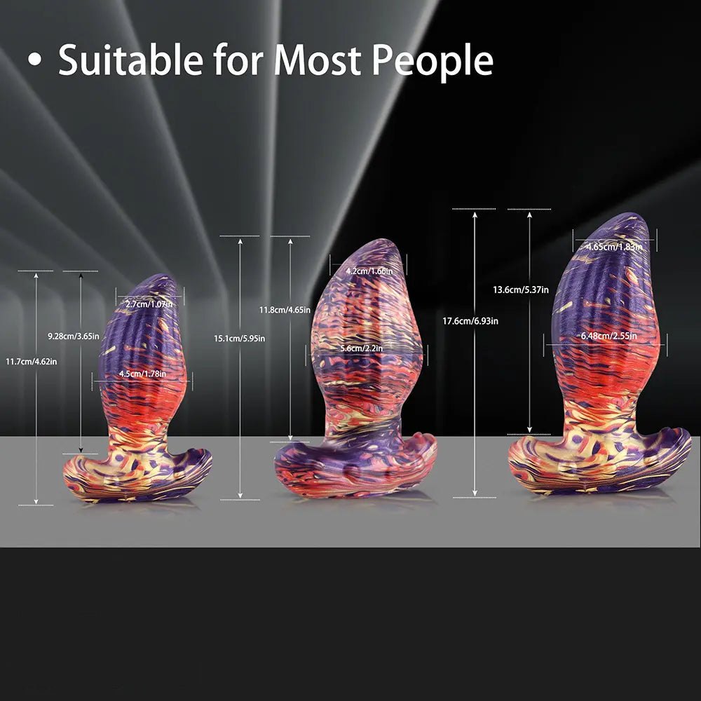 Ombre Ridged Plug Dildo - Fantasy Silicone Dildo, 5 Sizes