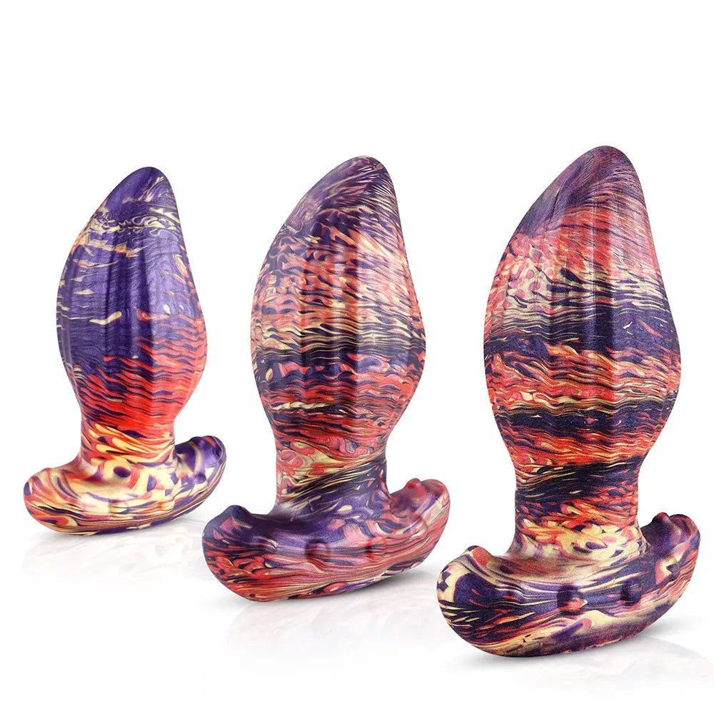 Ombre Ridged Plug Dildo - Fantasy Silicone Dildo, 5 Sizes