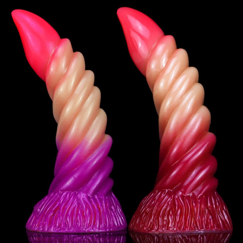 Ombre Spiral Fantasy Dildo 7.6 In - Dragon Horn Dildo