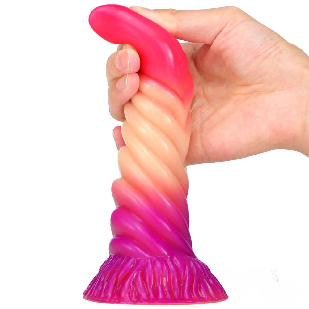 Ombre Spiral Fantasy Dildo 7.6 In - Dragon Horn Dildo