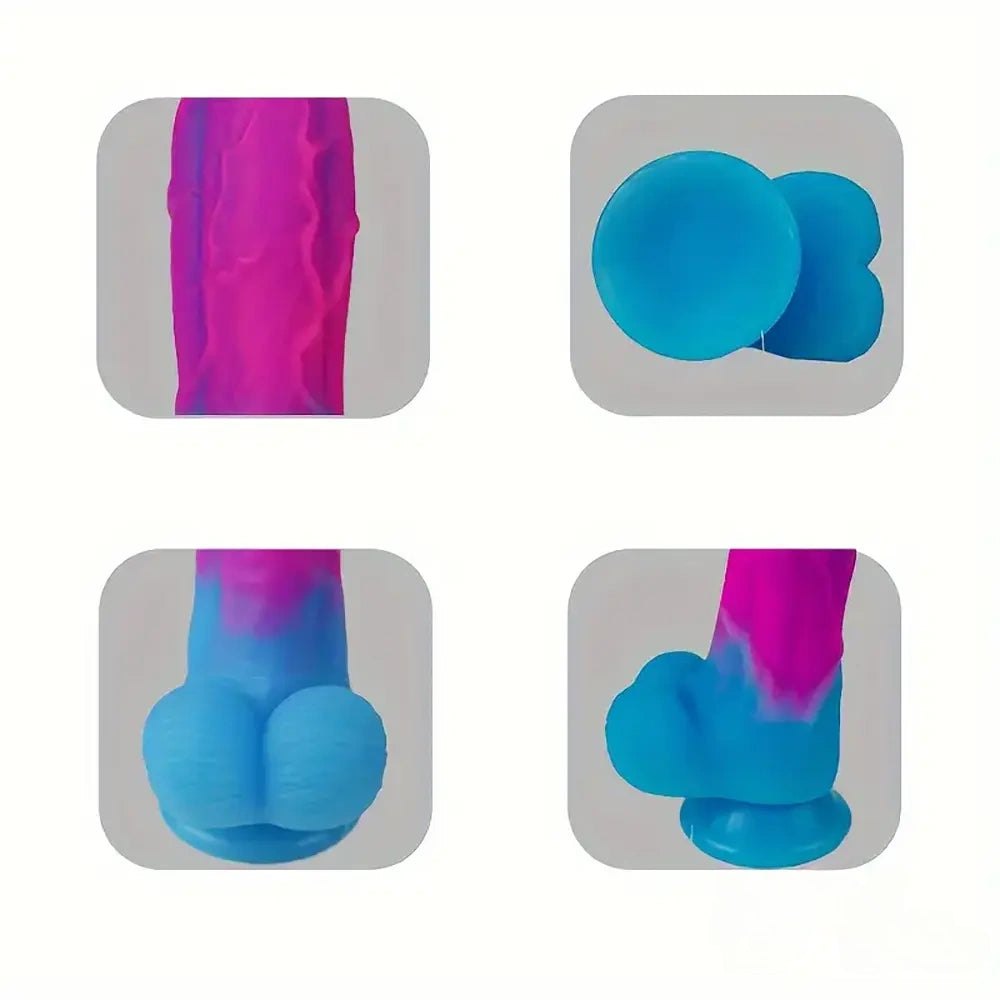 Ombre Suction Cup Dildo 8 In - Blue Pink Silicone Dildo