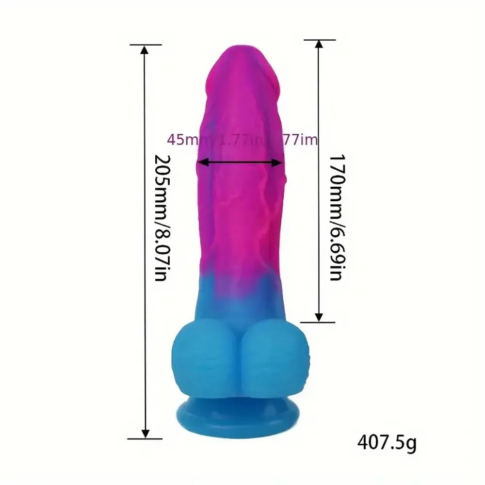 Ombre Suction Cup Dildo 8 In - Blue Pink Silicone Dildo