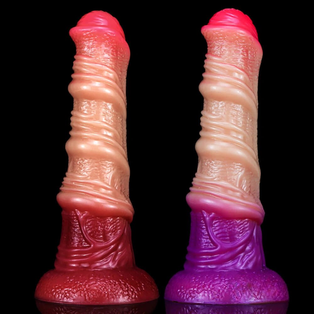 Ombre Twist Knot Horse Dildo - Silicone Animal Knot Dildo