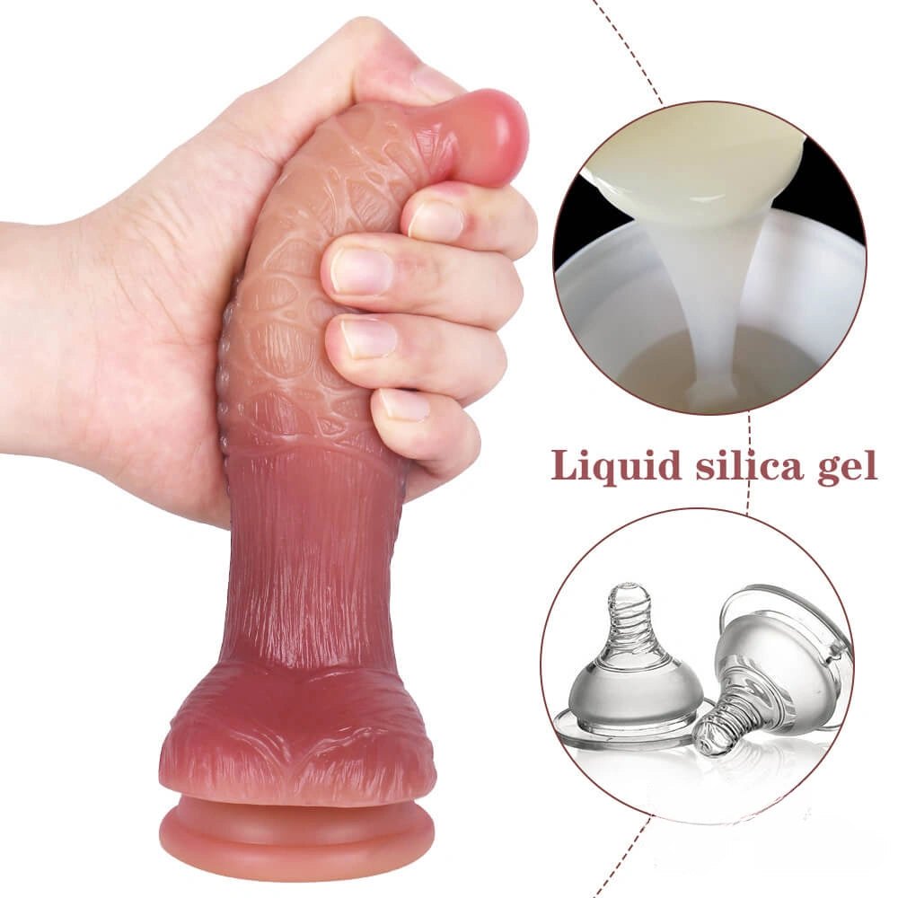 Ombre Veined Dildo 7.5 in - Silicone Suction Dildo