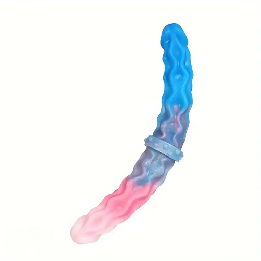 Ombre Wave Ridged Double-Ended Dildo - Double Dildo
