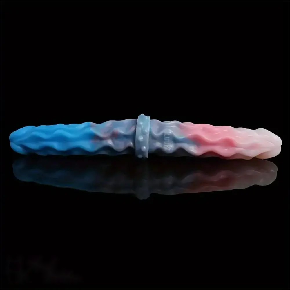 Ombre Wave Ridged Double-Ended Dildo - Double Dildo