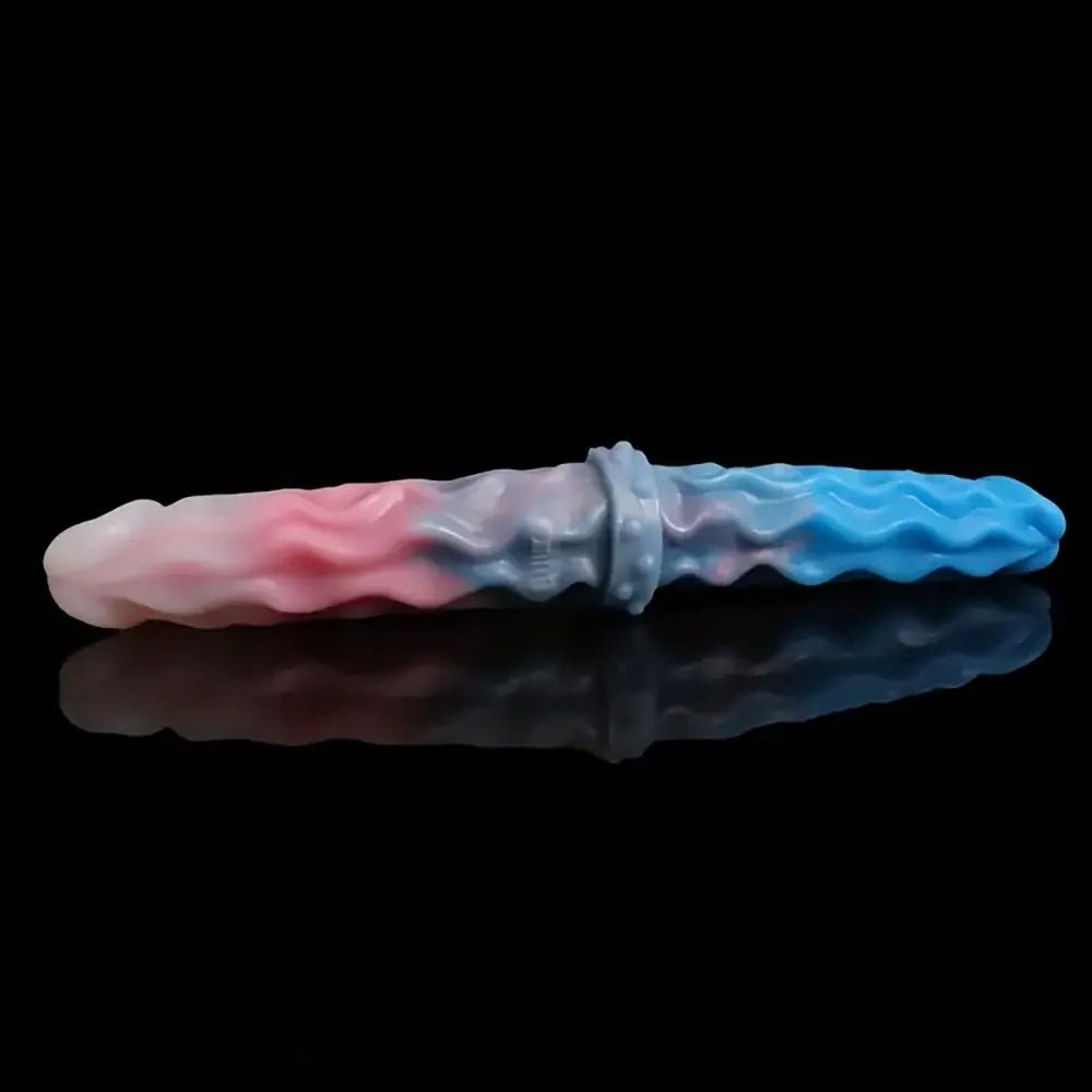 Ombre Wave Ridged Double-Ended Dildo - Double Dildo