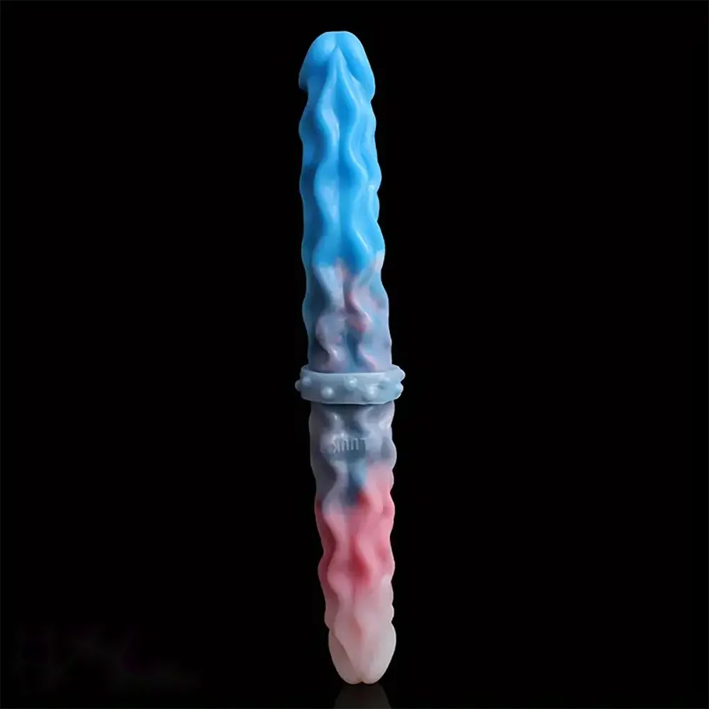 Ombre Wave Ridged Double-Ended Dildo - Double Dildo