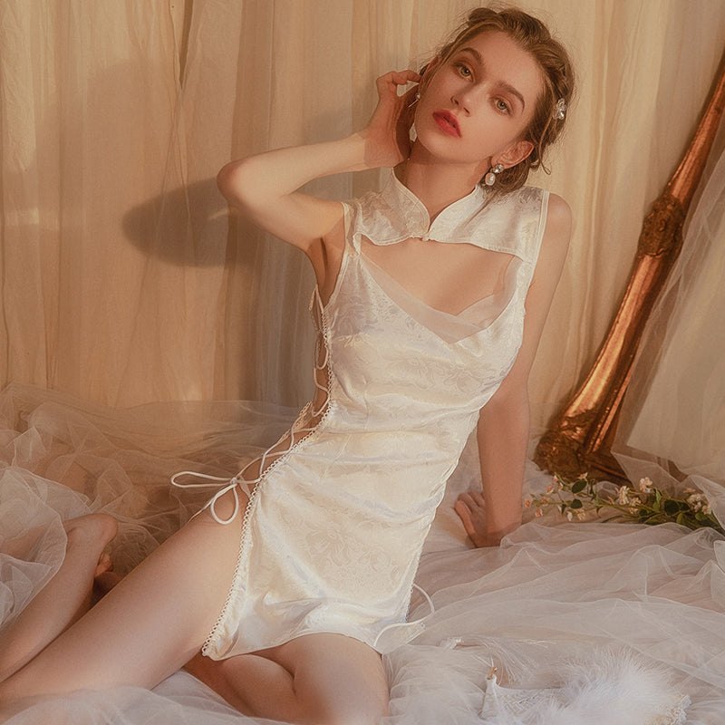 Open Fork Lace Cheongsam Dress - Qipao Lingerie