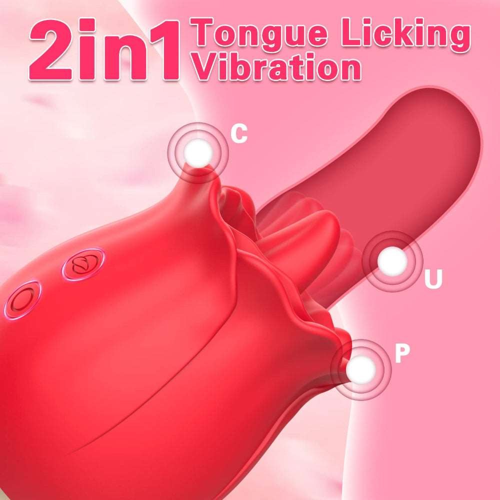Palm-Size Rose Tongue Vibrator - Clit Stimulator Toy