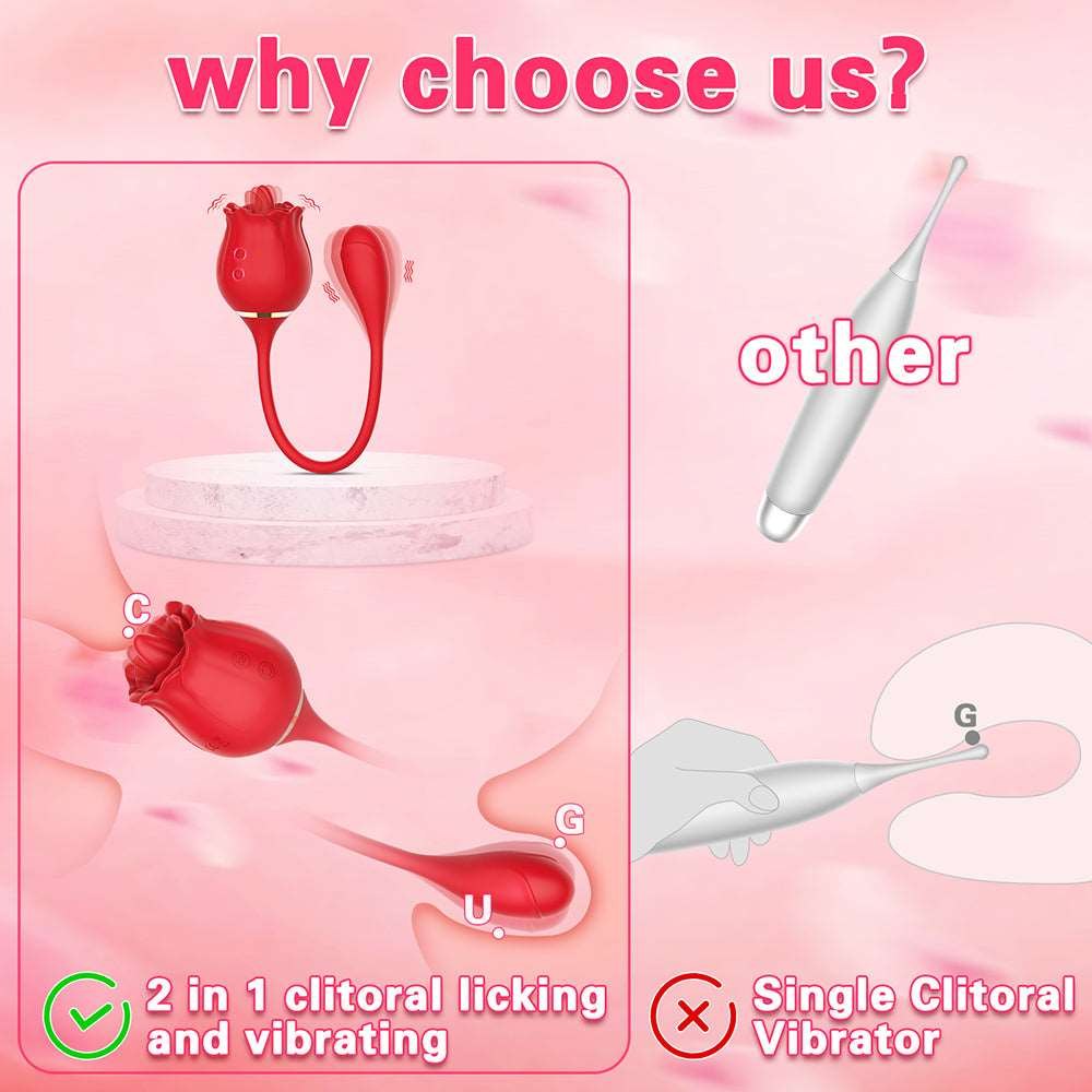 Palm-Size Rose Tongue Vibrator - Clit Stimulator Toy