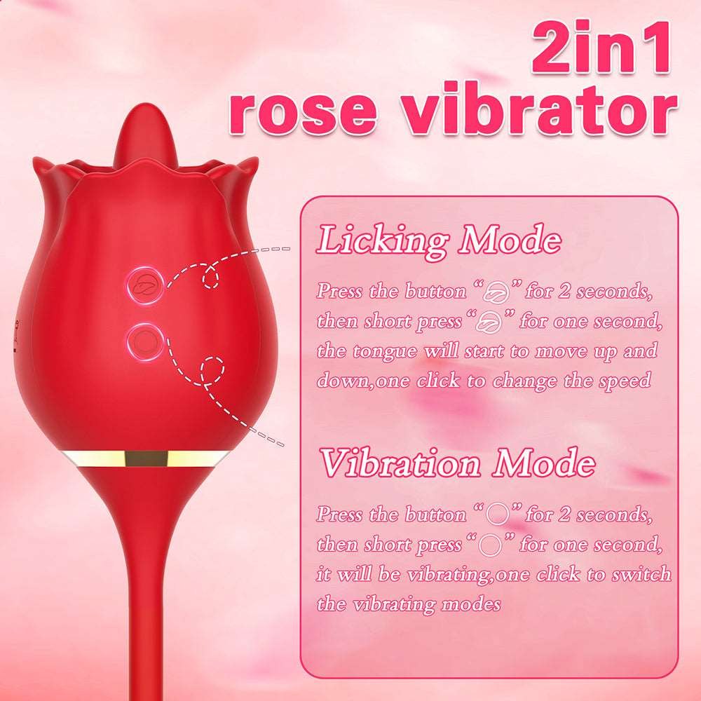 Palm-Size Rose Tongue Vibrator - Clit Stimulator Toy