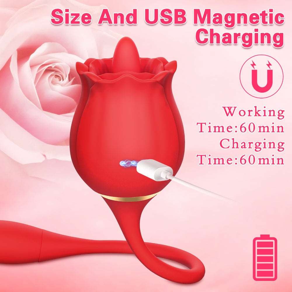 Palm-Size Rose Tongue Vibrator - Clit Stimulator Toy