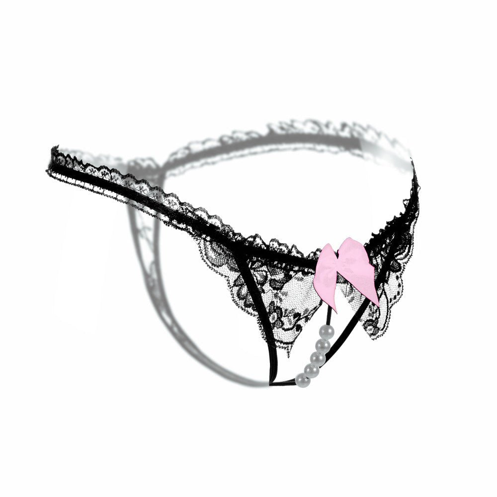 Pearl Open-Crotch Lace Thong - Sexy G String Thong