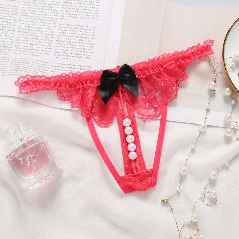 Pearl Open-Crotch Lace Thong - Sexy G String Thong