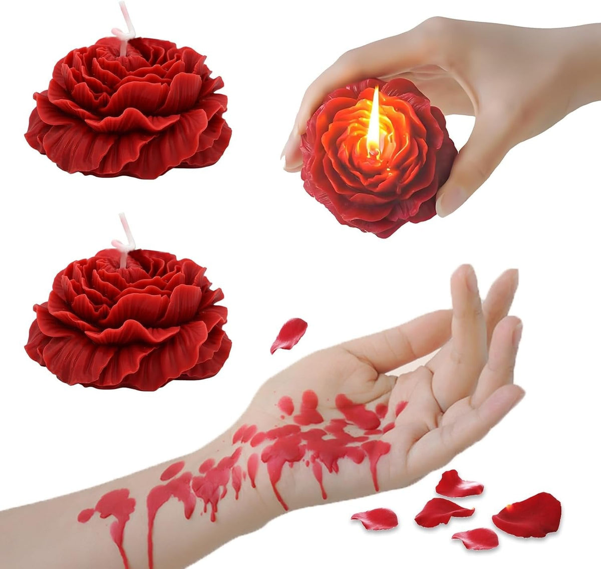 Peony Shaped SM Wax Candle - Low Temp Wax Play Candle