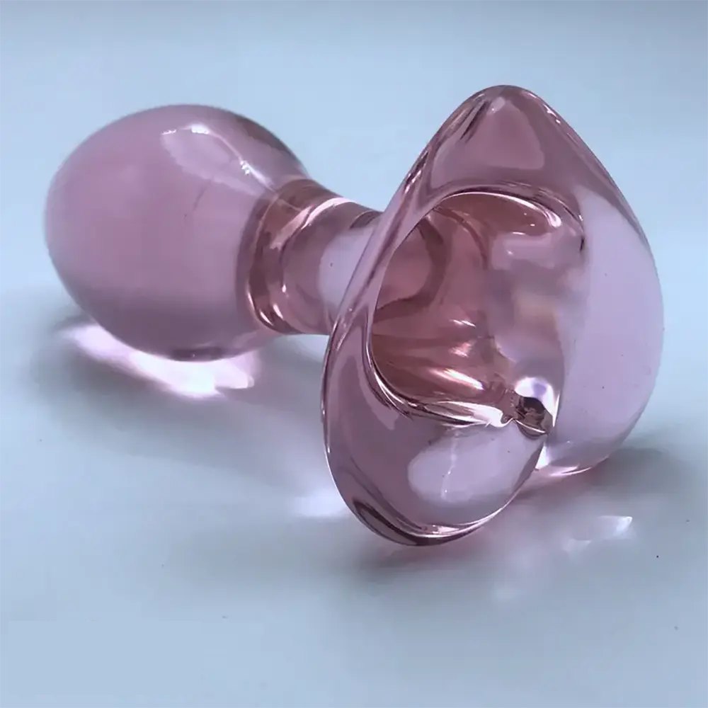 Pink Glass Dildo Heart Base - Small Glass Toy