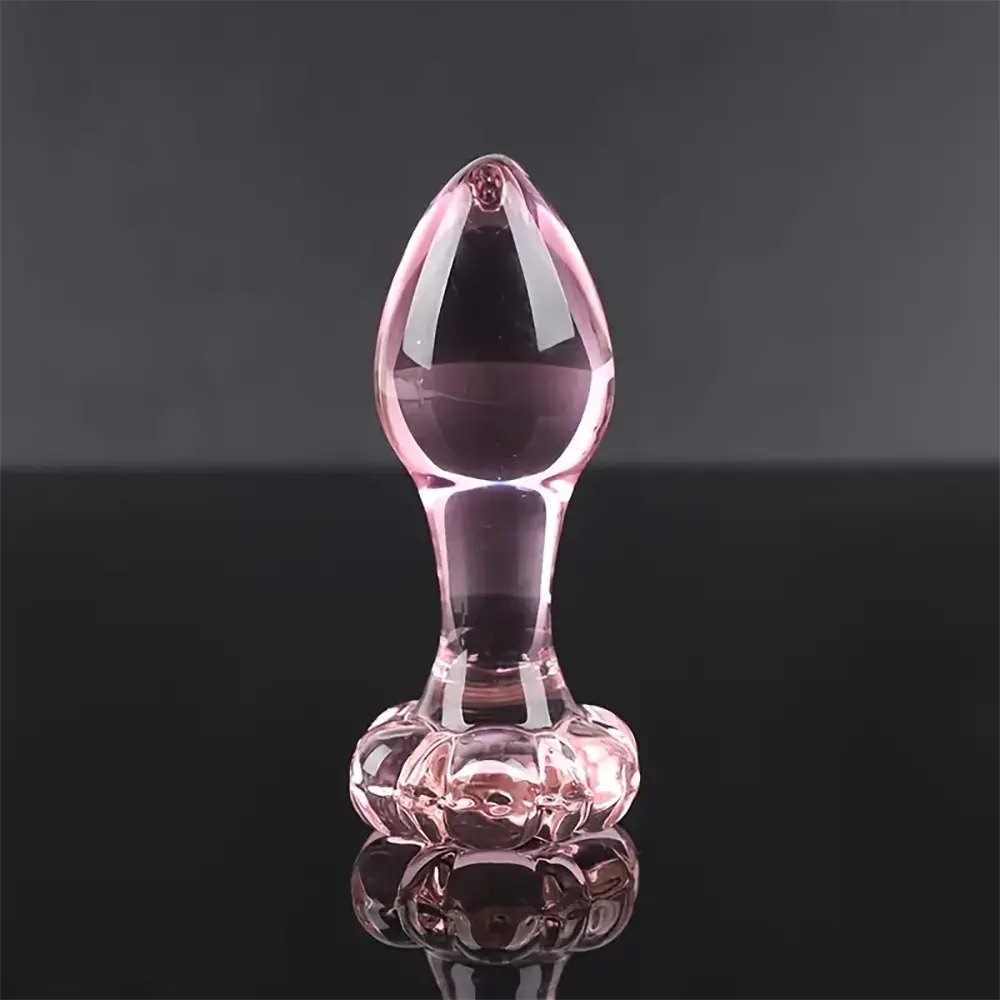 Pink Glass Flower Dildo - Small Glass Butt Plug