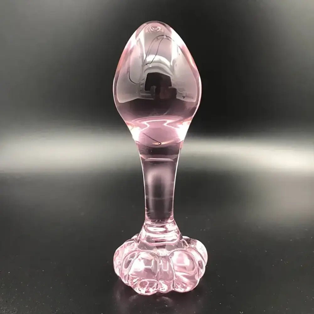 Pink Glass Flower Dildo - Small Glass Butt Plug