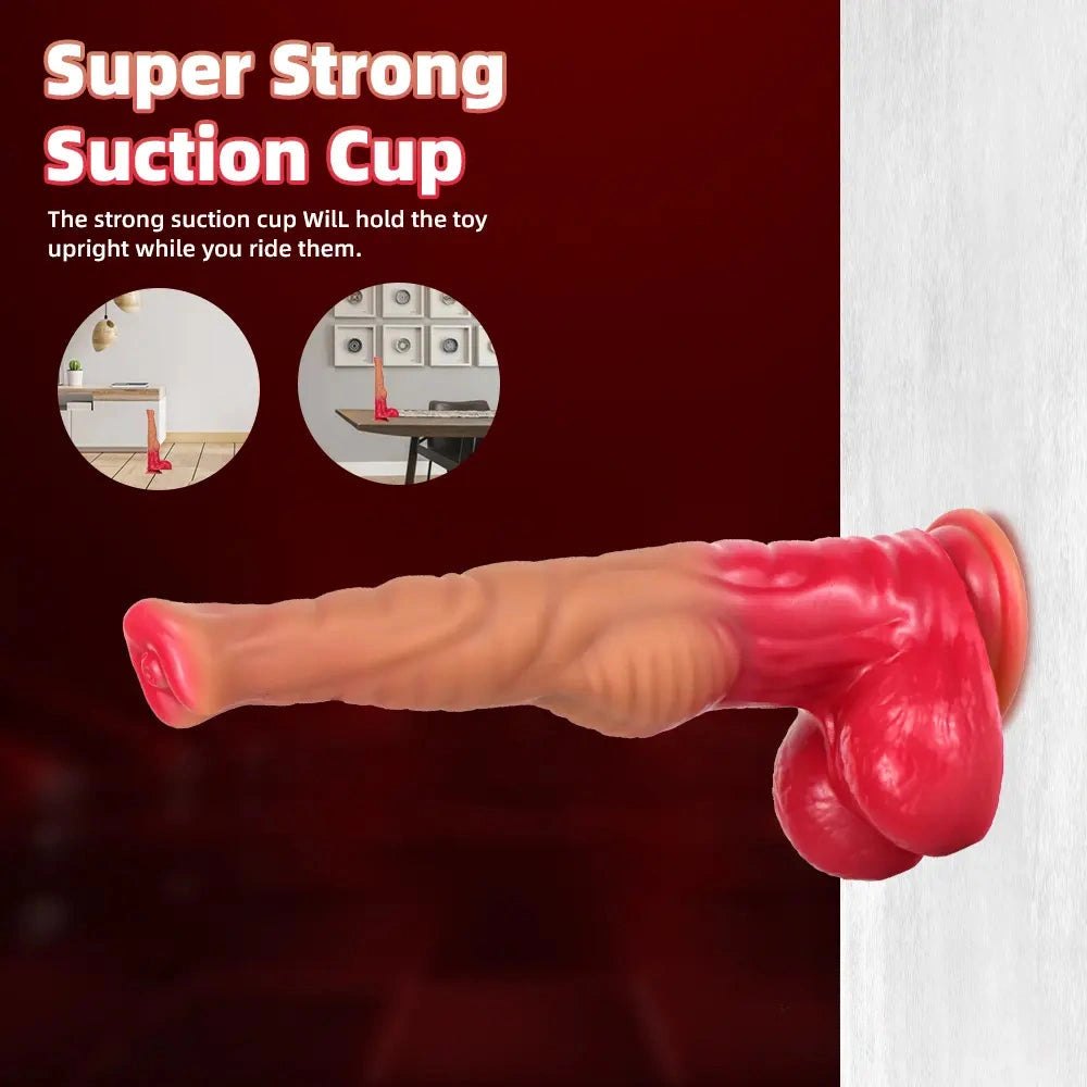 Pink Gradient Horse Dildo - Silicone Knotted Animal Dildo