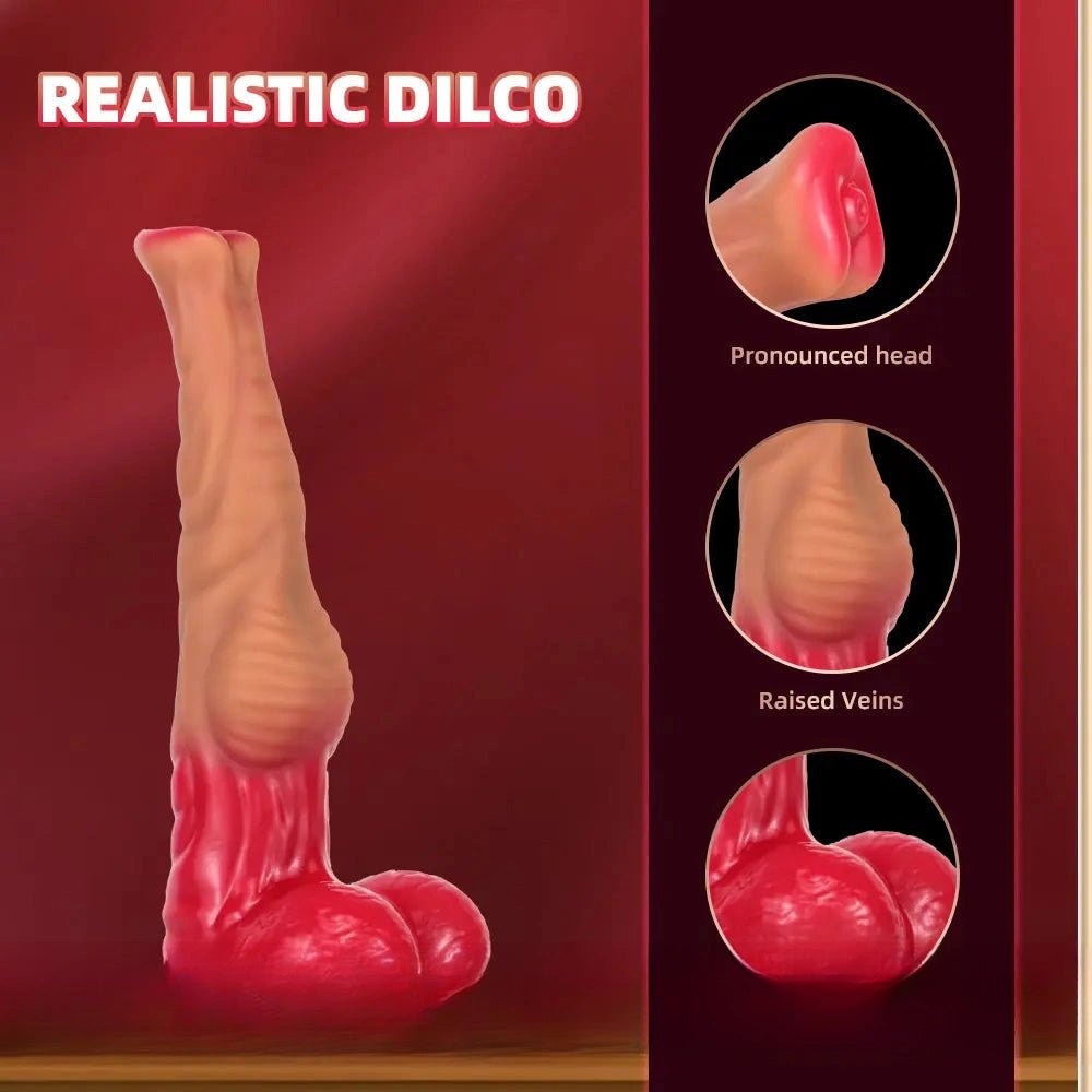 Pink Gradient Horse Dildo - Silicone Knotted Animal Dildo