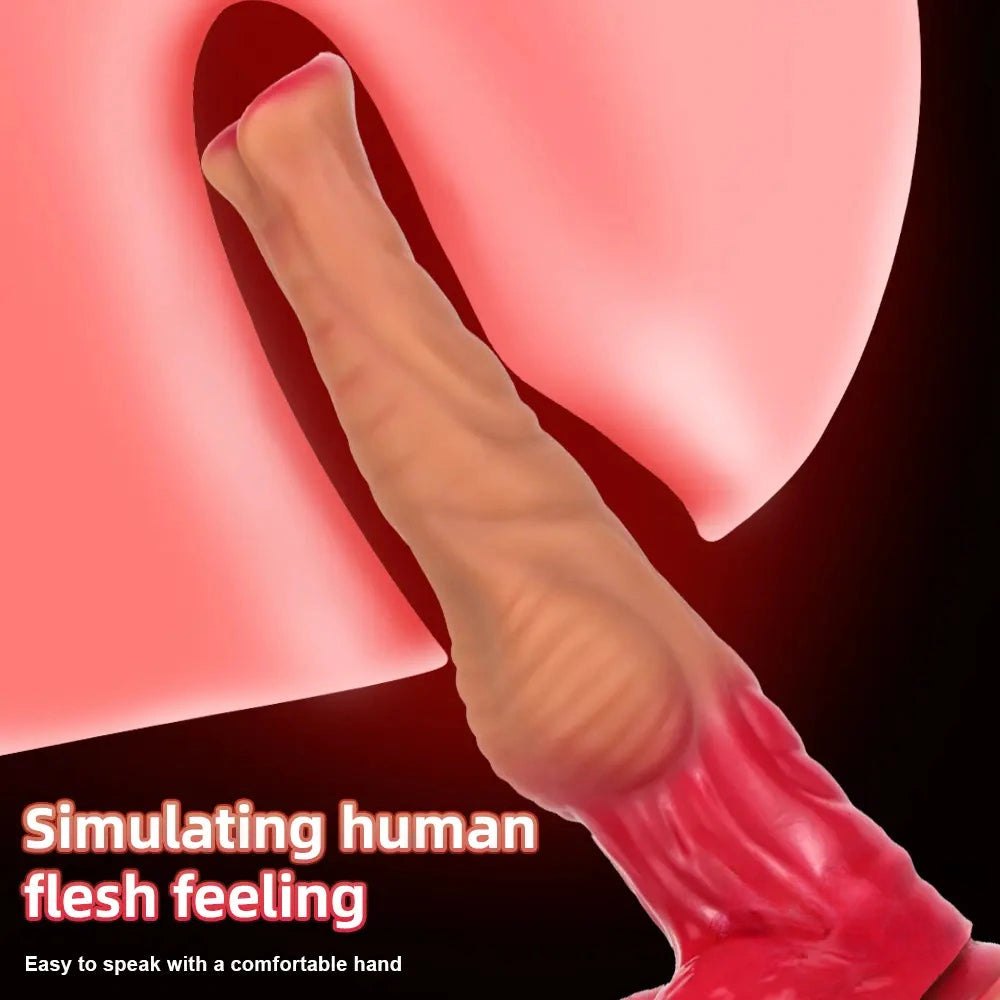 Pink Gradient Horse Dildo - Silicone Knotted Animal Dildo