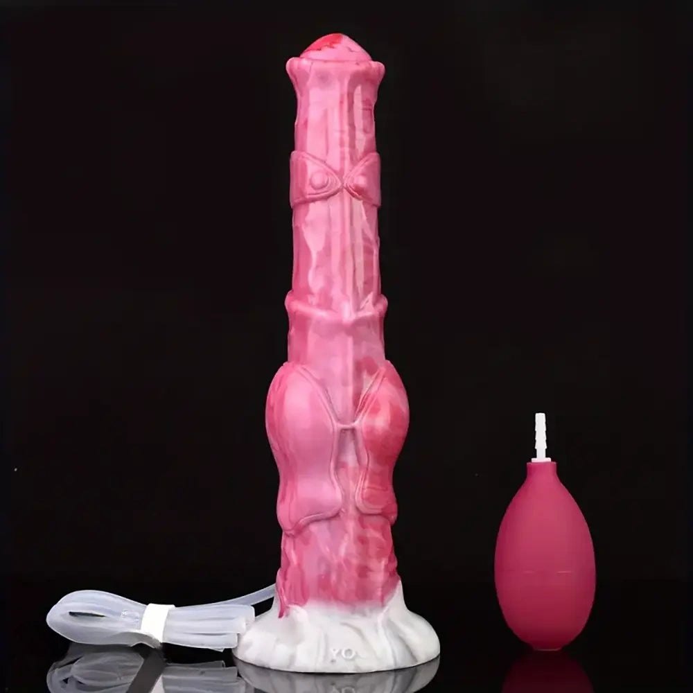 Pink Knotted Squirting Dildo - Silicone Animal-Style Dildo